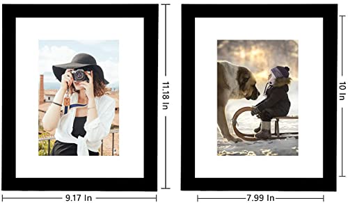 Picrit 8x10 Picture Frame Set of 12, Display 5x7 with Mat or 8x10 Without Mat, Photo Frames for Wall Mounting or Table Top Display, Black. Picrit