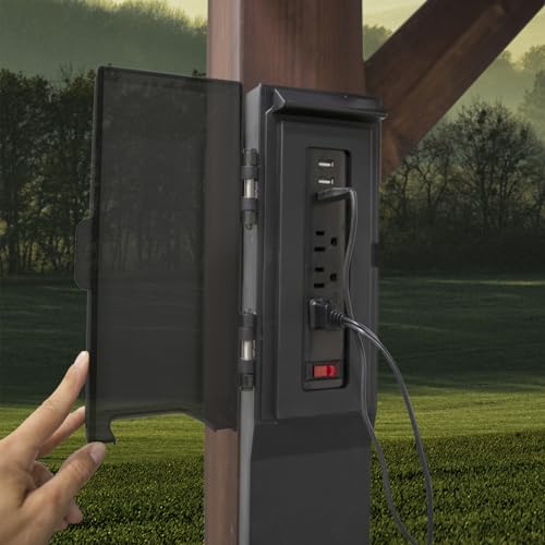 Backyard Discovery Saxony Wooden Grill Gazebo, Insulated Steel Roof, Cook Station, Barbeque, Patio, Deck, Withstand Wind and Snow, Corrosion Backyard Discovery