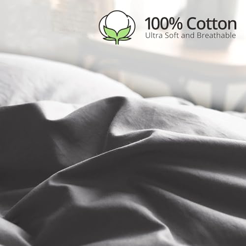 Topllen Down Feather Comforter Queen Size, All Season Duvet Insert, 100% Cotton Shell, Soft and Breathable Bedding with 8 Corner Tabs (90 x 90, Grey) Topllen