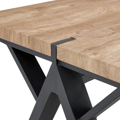 10FT Office Desk|126in Office Computer Desk|1.5in Thick Wooden Tabletop with Chamfered Corner|Black A-shaped Metal Frame|Sturdy and Stable|Easy Assembly|Easy To Clean|for Home Office, Conference Room KitDans