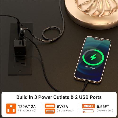 Cyclysio Dresser for Bedroom with Clothes Rack, 5 Drawers Dresser with Charging Station & LED Lights, Black Storage Chest of Drawers with Wheels, Wooden Top, Lockable Wheels, Bedroom, Closet, Black Cyclysio