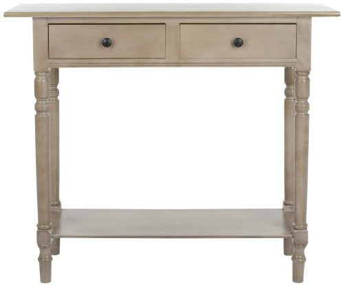 SAFAVIEH Home Collection – Rosemary Vintage Grey Console Table with Drawers & Shelf, Classic Contemporary Storage Console, Turned Leg Design (AMH5705A) SAFAVIEH