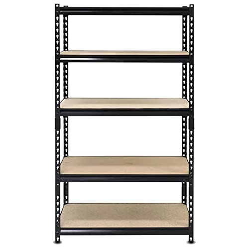 Juggernaut Storage Indoor Outdoor 72 Inch 5 Tier Steel Utility Shelving Unit with Adjustable Shelves for Warehouse, Laundry Room, and Garage, Black Juggernaut Storage