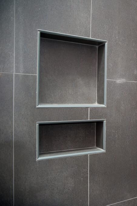 Zigzag Easy Installation Waterproof Double Recessed Shower Shelves Niche, ABS Plastics Bathroom Shower Niche 16 × 24 Inches for Shampoo, Soap and Foot Rest Zigzag