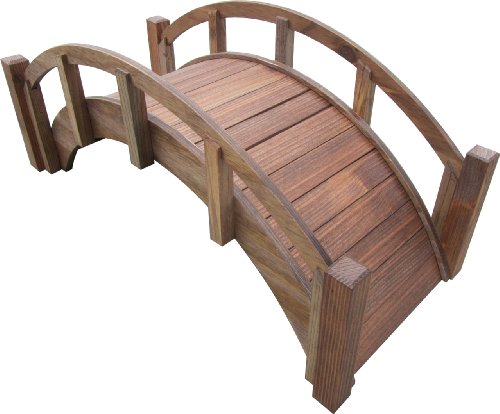 SamsGazebos Miniature Japanese Wood Garden Bridge, Treated, Assembled, 25" Long X 11" Tall X 11-1/2" Wide, Made in USA SamsGazebos