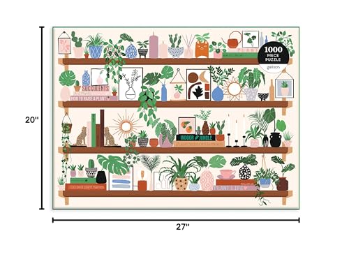 Galison Plant Shelfie 1000 Piece Puzzle from Galison - Featuring Beautiful Illustrations of Houseplants, Books and Knickknacks, 27" x 20", Fun & Challenging, for The Botanical Lover in Your Life Galison
