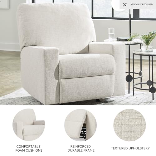 Signature Design by Ashley Rannis Casual Manual Rocker Recliner, White Signature Design by Ashley