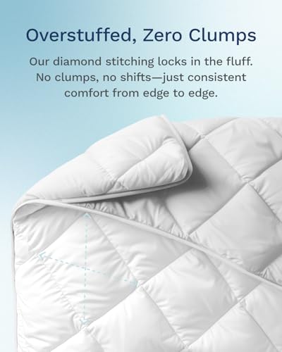 ViscoSoft Twin/Twin XL Down Alternative Comforter – All Season Cooling Breathable Microfiber Duvet Insert, Soft Quilted Reversible Blanket, White ViscoSoft