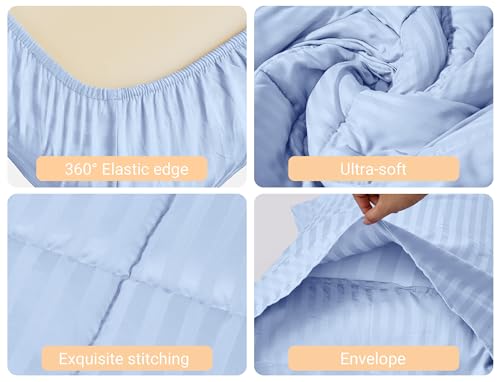 ZPECC Toddler Bedding Set - 4 Piece Hypoallergenic Baby Crib Bedding Set for Boys and Girls, Includes Toddler Comforter, Flat Sheet, Fitted Sheet and Pillowcase, Baby Blue ZPECC