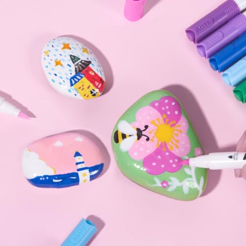 Arrtx Acrylic Paint Pens 36D Colors Acrylic Paint Markers,Brush Tip Acrylic Pens Acrylic Markers for Rock Painting,Wood,Ceramic,Glass,Canvas,Metal,Plastic,Fabric,Stone and Diy Project Arrtx