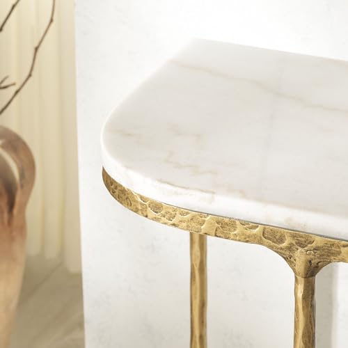 SAFAVIEH Couture Collection Janowsky Brass & White Marble Console Table SAFAVIEH