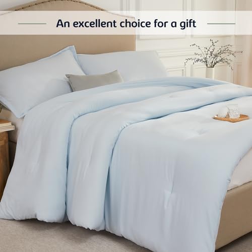 Quataly Full Comforter Sets SkyBlue,3PCS Soft Lightweight Breathable Bedding Comforter Sets for All Season, Full Size(82''×86'' Comforter & 2 Pillowcases) Quataly