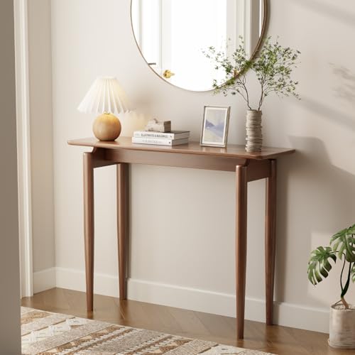 AQIMUELE Wood Console Table Walnut Entryway Table, Thin Console Table, Sofa Tables for Living Room (39.4'') AQIMUELE