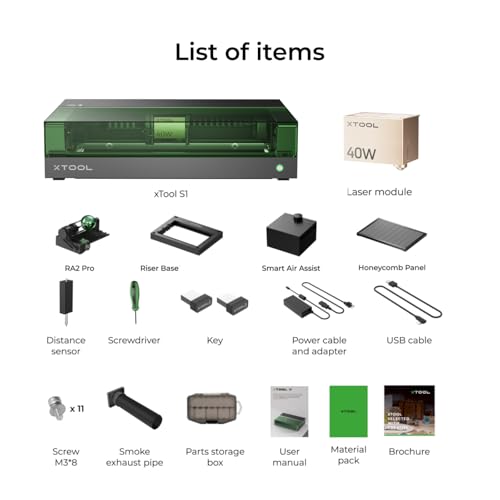 xTool S1 40W Laser Cutter and Laser Engraver for Tumblers, 23.93" x 15.16" Bed Size, 600mm/s Speed, Laser Engraving Machine, Laser Engraver for Wood and Metal, Acrylic, Big Project - Rotary Bundle xTool
