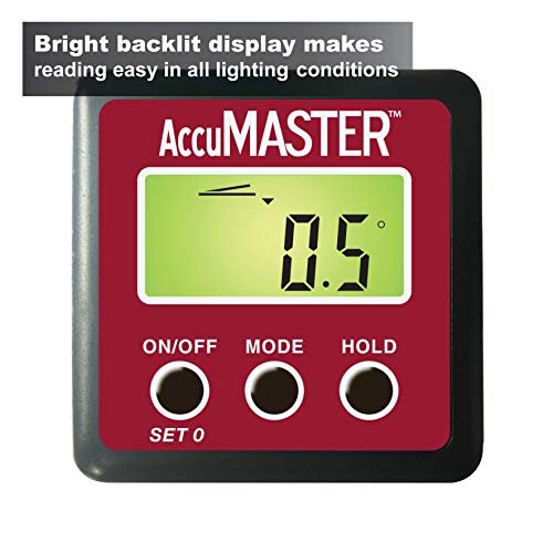 Calculated Industries 7434 AccuMASTER 2-in 1 Magnetic Digital Level and Angle Finder Certified IP54 Dust and Water Resistant,Red Brick Maroon Calculated Industries