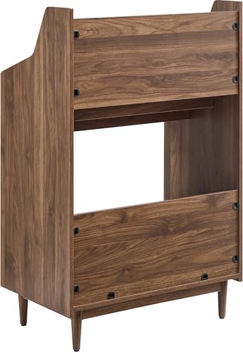 Crosley Furniture Liam Vinyl Record Storage Stand, Tiered Storage Shelves for Records, Walnut Crosley Furniture