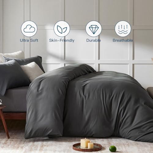 STWIENER Oversized King Plus Duvet Cover 120"x132", Only One Piece Extra Large Ultra Soft Microfiber Grey Duvet Cover for All Season - Zipper Closure & 8 Corner Ties(Grey, Alaskan King 120x132 inches) STWIENER
