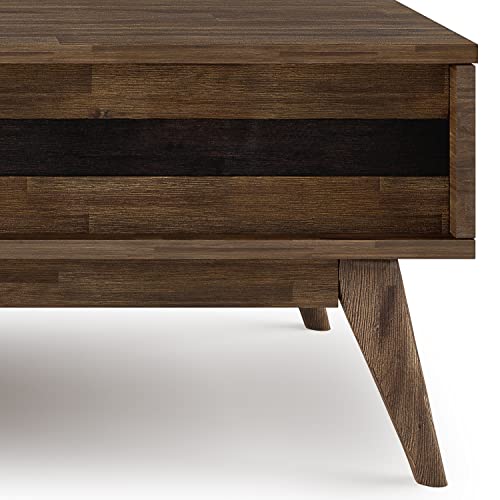 SIMPLIHOME Clarkson SOLID ACACIA WOOD 48 Inch Wide Rectangle Mid Century Lift Top Coffee Table in Rustic Natural Aged Brown, for The Living Room and Family Room SIMPLIHOME