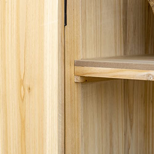 Outsunny Garden Storage Cabinet, Outdoor Tool Shed with Galvanized Top and Two Shelves for Yard Tools or Pool Accessories, Natural Outsunny