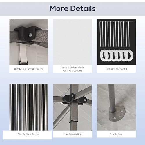 Outsunny 10' x 20' Pop Up Canopy Tent, Instant Sun Shelter with 3-Level Adjustable Height, Easy up Outdoor Tent for Parties with Wheeled Carry Bag for Garden, Patio, White Outsunny