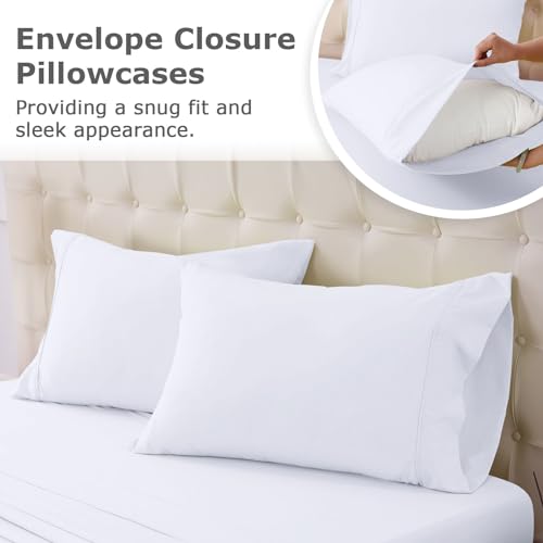 Homilay Twin Size Bed Sheet Set - 3 Piece Soft Microfiber Sheets with Deep Pockets, Cooling Technology, and Wrinkle-Free Pillowcase. Hotel-Quality, Durable Bedding, Brilliant White Homilay