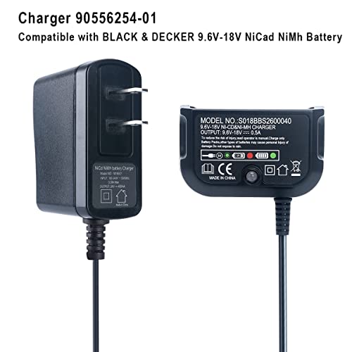 Elefly 9.6V-18V Compatible with Black & Decker Battery Charger 90556254-01, Compatible with Black and Decker 18V 14.4V 12V 9.6V NiCad & NiMh Battery HPB18 HPB18-OPE HPB14 HPB12 HPB96 ELEFLY