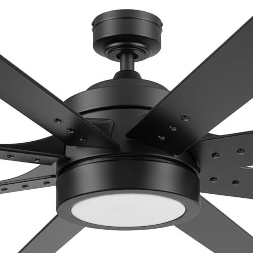 Honeywell Ceiling Fans Xerxes Modern 62 Inch Ceiling Fan with Light, Remote Control Fan, LED Indoor Fan with 8 Blades, Matte Black and Ash Blade Finish Options, Matte Black (51473-01) Honeywell