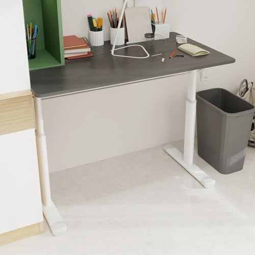 Japovker Adjustable Study Desk with Hand-Crank, Double Column Height Adjustable Computer Desk, Stable Compact Office Workstation with Frame & One-Piece Table Top,for Kids & Adults (Grey, 39 lnches) Japovker
