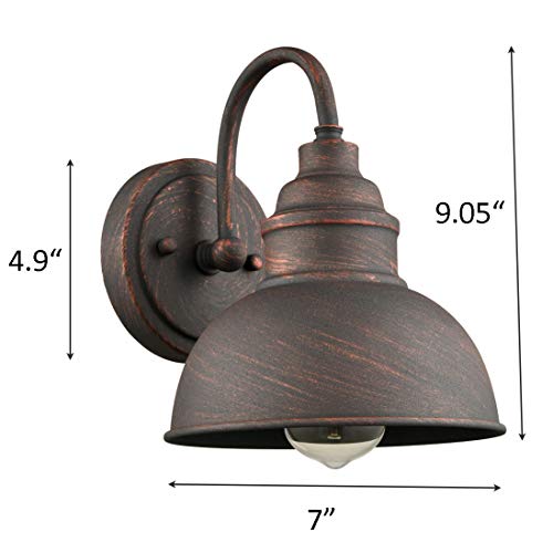 DIRYZON Rustic Wall Sconces Set of 2 Gooseneck Barn Light Fixture for Bedroom Bathroom Kitchen Porch Antique Copper Finish DIRYZON