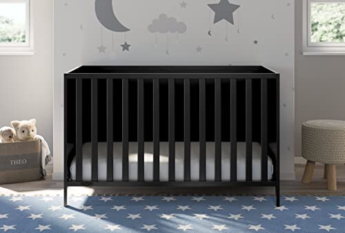 Graco Theo 3-in-1 Convertible Baby Crib - GREENGUARD Gold Certified, Converts to Toddler Bed & Daybed, Fits Standard Full-Size Baby Crib Mattress, 4 Adjustable Mattress Heights (Black)