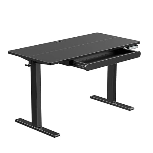 HUANUO Height Adjustable Electric Standing Desk, 48 x 24 inches, A Large Under-Desk Drawer (with Slide Rails), 4 Adjustment Memory Presets, Black HUANUO