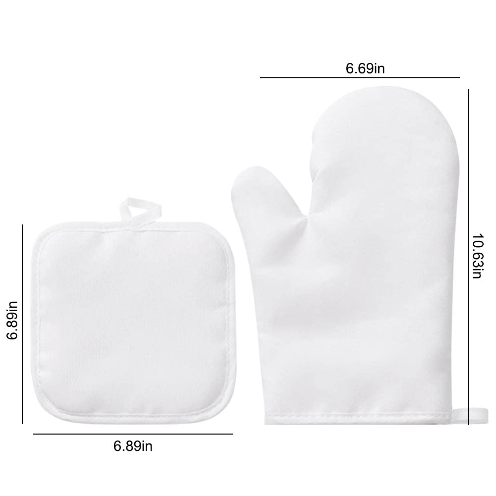 8 Pcs Sublimation Blanks Oven Mitts Set, 4 Sublimation Heat Resistant Oven Gloves and 4 Blank Sublimation Pot Holders for DIY Kitchen Dining Room Accessories ZUYYON
