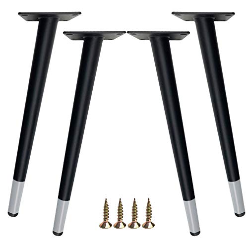 Black Gray Furniture Table Leg,Iron Round Tapered Sofa Legs,Slant Metal Cabinet Feet Furniture Leg Hardware,Replacement for Coffee Table Cupboard Chair,Height 10-72cm,4 Pack (72cm/28.3inch) (Black,gr WoodArtSupply