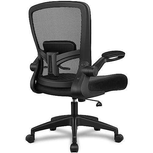 FelixKing Office Chair, Ergonomic Desk Chair Breathable Mesh Chairs Adjustable High Back Lumbar Support Flip-up Armrests, Executive Rolling Swivel Comfy Computer Chairs Home Office Black FelixKing