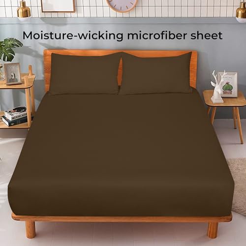 Royale Linens Fitted Sheet Twin - Ultra Soft 1800 Brushed Microfiber - Hotel Luxury Bottom Sheets - Wrinkle Free & Fade Resistant - Deep Pocket Fitted Sheet Only (Twin, Chocolate) ROYALE LINENS