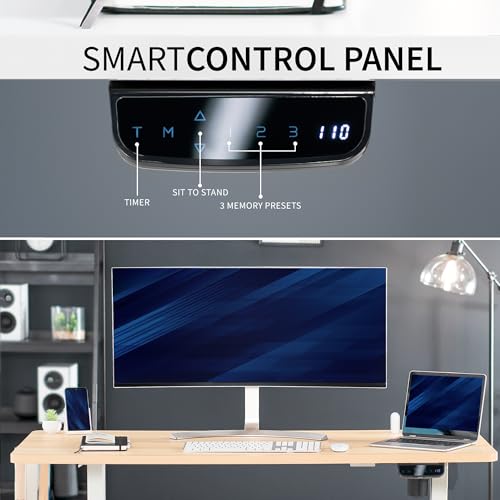 VIVO Electric Stand Up Desk Frame Workstation with Memory Touch Pad, Single Motor Ergonomic Standing Height Adjustable Base, White, DESK-V102EW VIVO