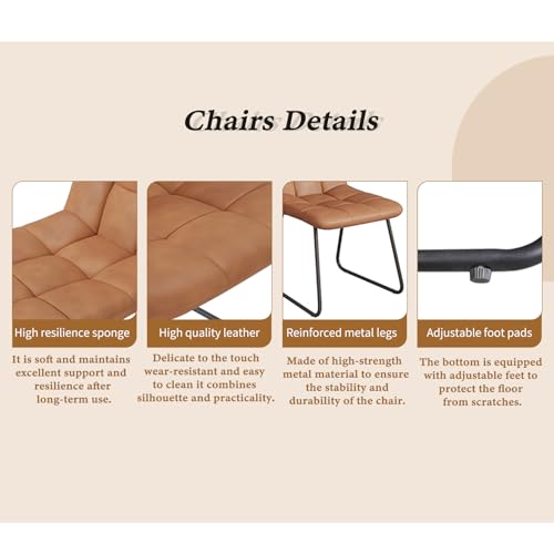 ZckyCine Extendable Dining Table Set 47"-63", Rustic Wood Table with 6 PU Leather Chairs, Modern Scandinavian Dining Room Furniture for Kitchen Apartment ZckyCine