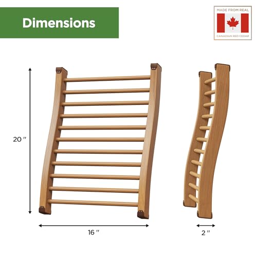 Northwood Sauna - Sauna Backrest - Handmade from Canadian Red Cedar Wood - Comfortable S-Shape with Anti-Slip Pads Northwood Sauna