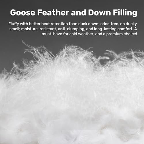 UNIKOME Pinch Pleat Goose Feather Down Comforter - 20% Extra Fill, 90oz, All Season Duvet Insert with 100% Cotton Cover, Cloud-Like Fluffiness (Green, Queen/Full, 90"X90") UNIKOME