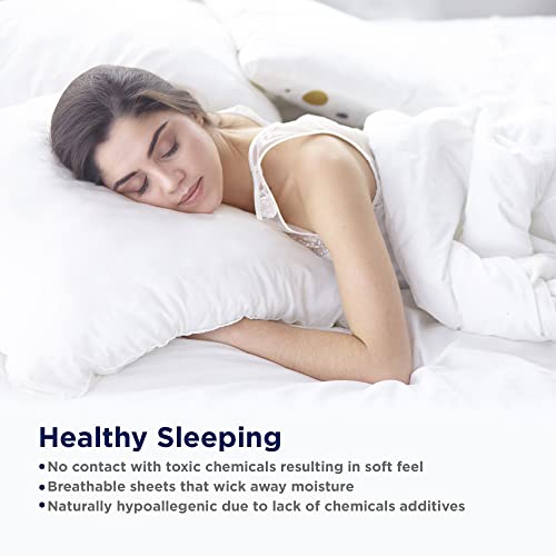 LANE LINEN 100% Cotton Sheets – 450 Thread Count Naturally Cooling Twin Sheets Set, Soft & Comfy Sateen Weave, Deep Pocket Fits 15” Mattress, Fade-Resistant Hotel Bedding, White LANE LINEN
