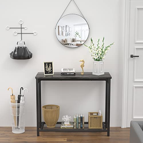 Ecoprsio Console Table Sofa Table with Mesh Shelves, 2 Tier Entryway Table Foyer Table for Entryway, Front Hall, Hallway, Sofa, Couch, Living Room, Coffee Bar, Kitchen, Grey, 32 Inch Ecoprsio