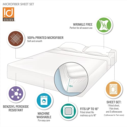 Intelligent Design Printed Microfiber Sheet Set, Soft Modern Bedroom Decor, Elastic Deep Pocket, All Season, Lightweight, Breathable, Cozy Bedding, Matching Pillowcase, King Black Floral 4 Piece Intelligent Design