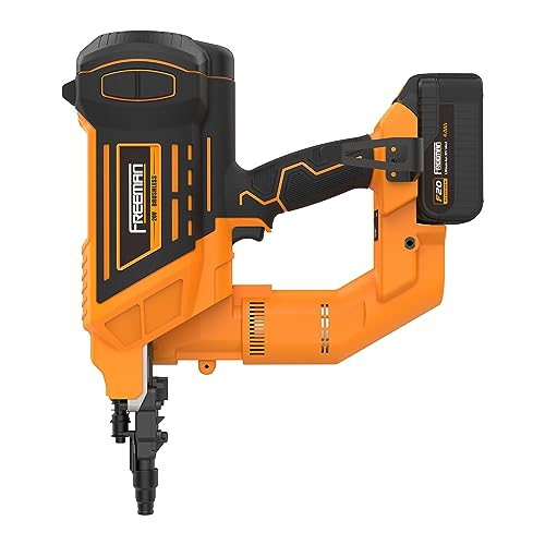 Freeman PE20VCNPN 20 Volt Cordless and Brushless 3" Single Pin Concrete Nailer Kit with Lithium Ion Battery, Charger, and Case – 750 Shots per Charge Freeman