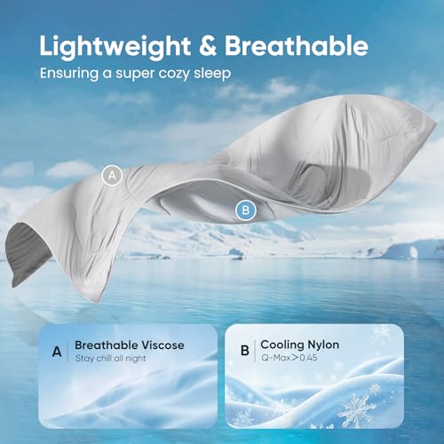 Snuggle Sac Natural Viscose Cooling Comforter Queen Size, Lightweight Breathable Silky Cooling Bedding with Q-Max>0.45 for Bedroom, Home Decor, Hot Sleepers & Night Sweats, Cool Gray 90"x90" Snuggle Sac