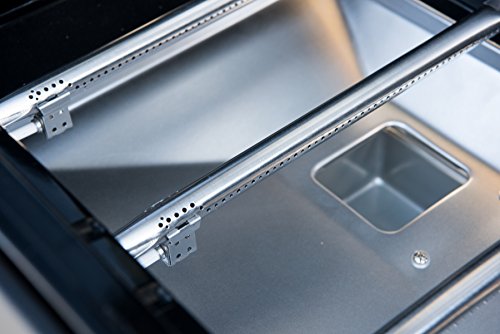 Megamaster 720-0982 5 Burner Propane Barbecue Gas Grill, Side Shelves with Hooks, for Outdoor Cooking, Patio, Garden Barbecue Grill, 50000 BTUs, Open Chart, Black Megamaster