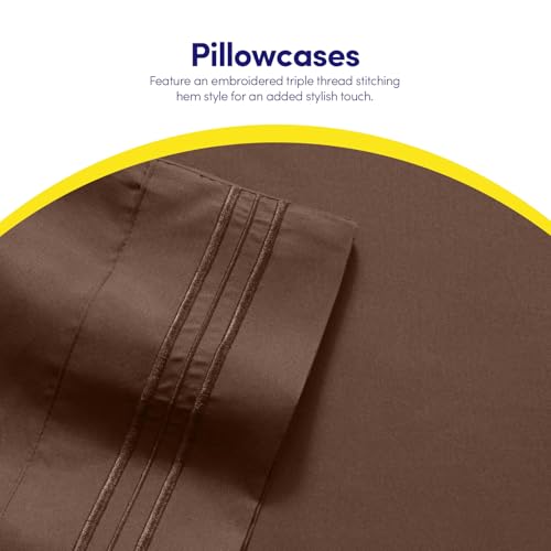 1500 Supreme Collection Bed Sheets - 4 Piece Bed Sheet Set Deep Pocket Wrinkle Free Hypoallergenic Bedding - Full, Brown Sweet Home Collection