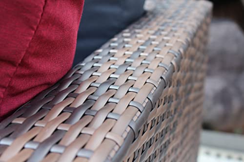 YOPTO 5 Pieces Outdoor Wicker Sectional Sofa Set with 2 Ottoman & Coffee Table,Patio Conversation Set Sectional Couch W/Cushions,Pillows & Protection Cover,Patio Sofa Bed for Porch,Garden,Lawns,Brown YOPTO