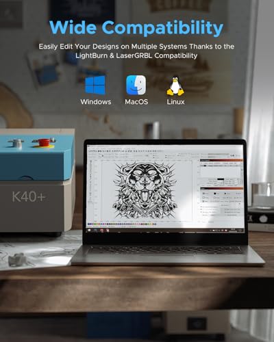 OMTech K40+ CO2 Laser Engraver with LightBurn and CW-3000 Water Chiller, 8"x12" 45W Desktop Laser Engraving Machine for Home Use, LaserGRBL LightBurn Compatible, Adjustable Laser Head Air Assist OMTech