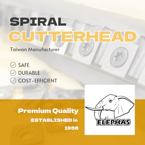 ELEPHAS - 8" Woodworking Tool Spiral Cutter head and Helical cutterhead for jointer, 4 rows 28 inserts ELEPHAS