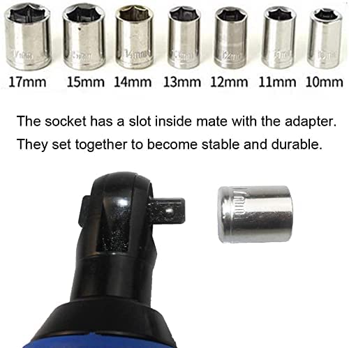 Qimu Cordless Electric Ratchet Wrench Set, 3/8" 12V Power Ratchet Driver Cordless Power Ratchet Tool Kit with 2 Packs 1500mAh Lithium-Ion Battery, 7 sockets and Charger, LED Light Qimu